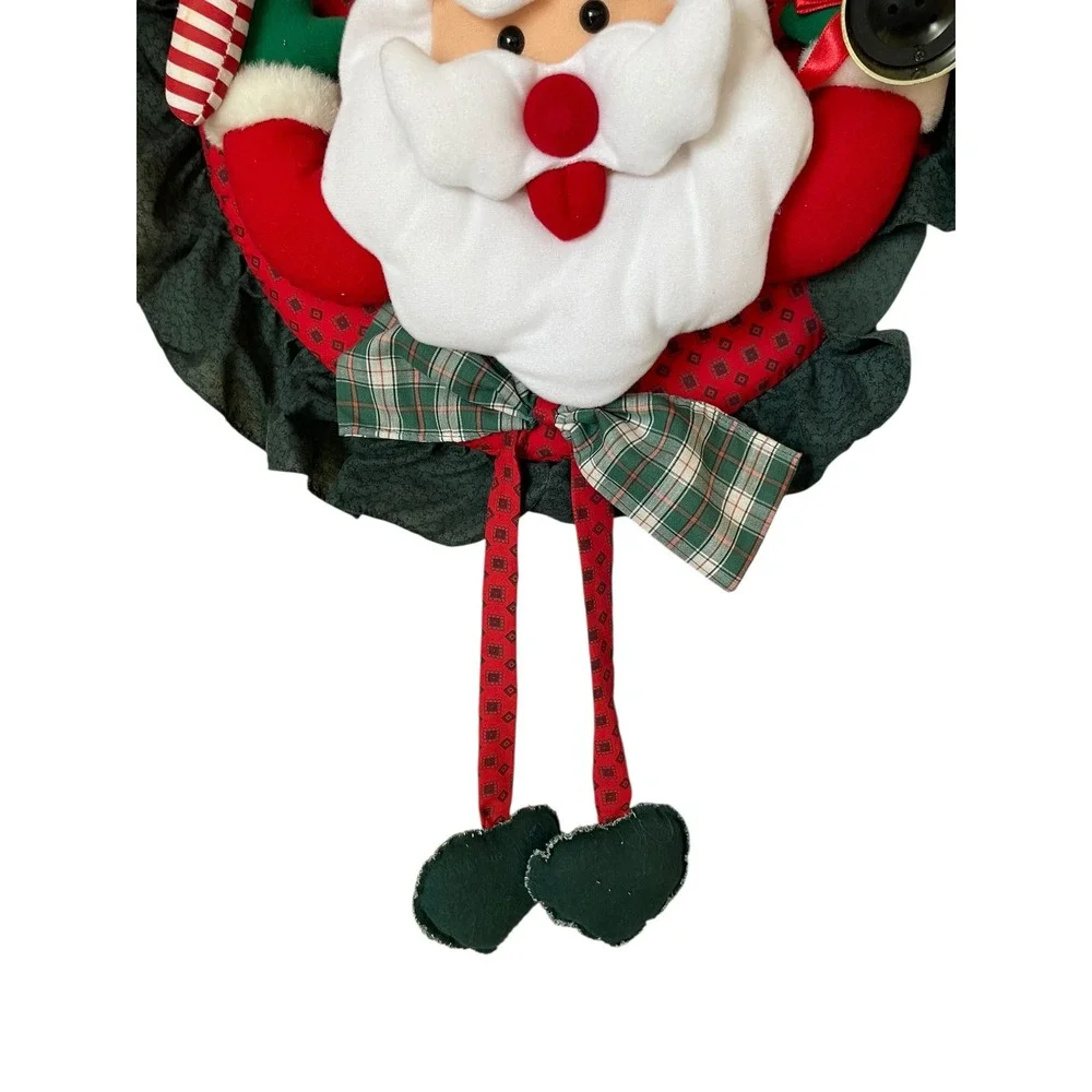 Vintage Christmas Santa Wreath Decoration Candy Cane Holiday Decor Light & Sound